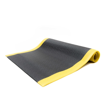 Bertech Antifatigue Mat, 8 ft. L x 3 ft. W, 3/8 in Thickness, Textured, Black/Yellow AFTX38-3x8BLKYB